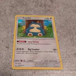 2019 Pokemon SM Unbroken Bonds Snorlax Holo Rare #158/214 - Image 1