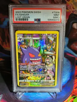 2022 POKEMON SWORD & SHIELD LOST ORIGIN GENGAR #TG06 PSA 9 **MISS-CUT** RARE - Image 1
