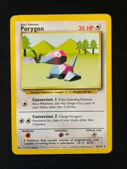 Porygon 39/102 Uncommon Base Set Unlimited Pokemon Moderately Played - Image 2