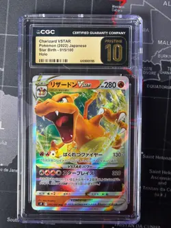 CGC Pristine 10 Charizard VSTAR 015/100 Japanese Star Birth Pokemon Gold Label - Image 1