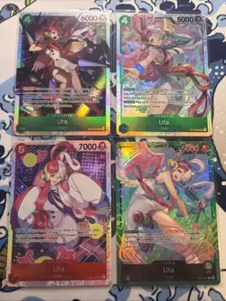 Uta One Piece TCG Card Lot of 4 Featuring SR and Leader Cards - Image 1