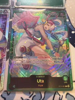 Uta One Piece TCG Card Lot of 4 Featuring SR and Leader Cards - Image 5
