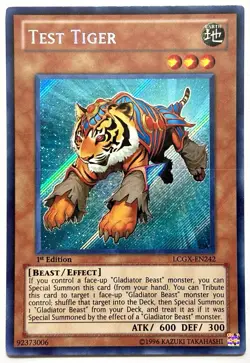 LCGX-EN242 Test Tiger - Secret Rare 1st Edition Lightly Played YuGiOh Card - Image 1