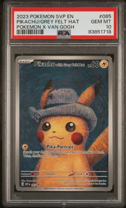 Pokemon Pikachu with Grey Felt Hat Promo PSA 10 SVP #085 English - Image 1