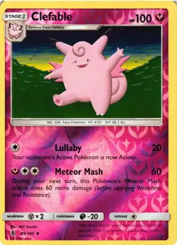 Pokemon TCG Clefable Reverse Holo Uncommon SM Guardians Rising 89/145 VLP - Image 1