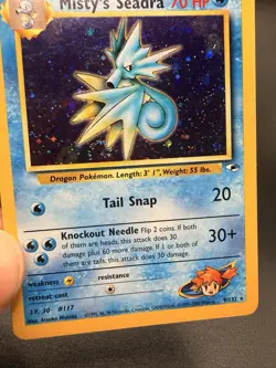 Misty's Seadra PRERELEASE Gym Heroes - Holo Rare 9/132 WOTC NM Pokemon Swirl - Image 2