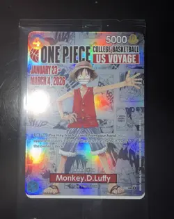 One Piece Monkey D. Luffy US Voyage College Basketball Promo Card SJU - Image 1