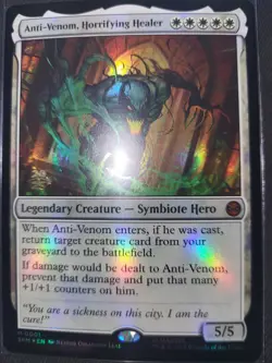 FOIL ANTI-VENOM, HORRIFYING HEALER MTG Spider-Man Prerelease Card - Image 1
