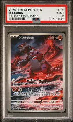 2023 POKEMON PAR EN-PARADOX RIFT ILLUSTRATION RARE #199 GROUDON PSA 9 - Image 1