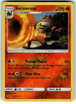 Incineroar 17/73 Shining Legends LP Pokemon Card TCG - Image 1