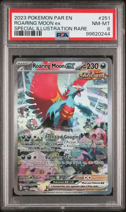 2023 POKEMON PAR EN-PARADOX RIFT SPECIAL ILLUSTRATION RARE ROARING MOON EX PSA 8 - Image 1