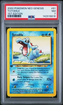 2000 POKEMON NEO GENESIS 1ST ED #81 TOTODILE PSA 7 - Image 1
