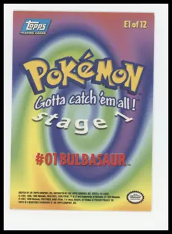 Bulbasaur Foil #E1 – 1999 Topps Pokemon Movie Evolution | Vintage Holo - Image 2