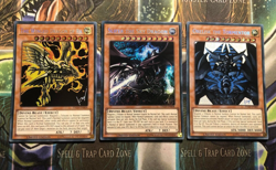 * EGYPTIAN GOD 3 CARD SET * SLIFER RA OBELISK PRISMATIC SECRET RARE TN19 YUGIOH! - Image 1