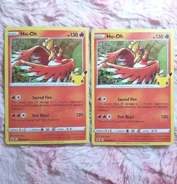 2X Pokemon Ho-Oh #001/025 2021 Celebrations Holo Rare - Image 1