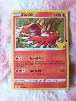 2X Pokemon Ho-Oh #001/025 2021 Celebrations Holo Rare - Image 2