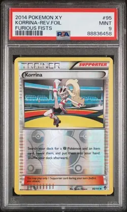 Pokemon PSA 9 Korrina #95 Reverse Foil XY Furious Fists 2014 English - Image 2