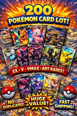200 Pokemon Cards Bulk Lot – Guaranteed 2+ V or EX – Holos Included - Image 1