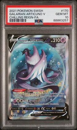 2021 Pokemon Galarian Articuno V 170 Full Alt Art Chilling Reign PSA 10 Gem Mint - Image 1