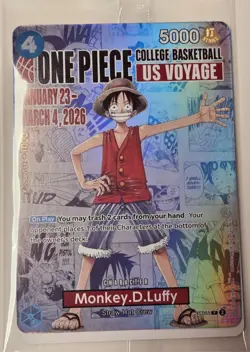 Monkey.D.Luffy College Basketball US Voyage P-055 One Piece Promotion SEALED NEW - Image 2