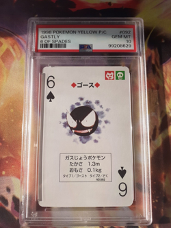 1998 Pokemon Pikachu Yellow Deck Gastly 6 of Spades Poker Playing Card PSA 10👁 - Image 1
