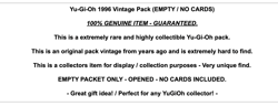 Yu-Gi-Oh 1996 Pack EMPTY Booster Card Retro Set 1st Edition Rare Vintage YuGiOh - Image 2