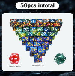 MTG Dice Counters 50 Piece Magic Gathering Token Sparkle Dice Set - Image 4