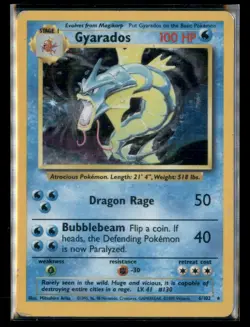 Base Set Pokemon TCG Gyarados 6/102 Rare Holo HP/DMG - Image 1