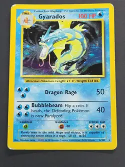 Base Set Pokemon TCG Gyarados 6/102 Rare Holo HP/DMG - Image 3