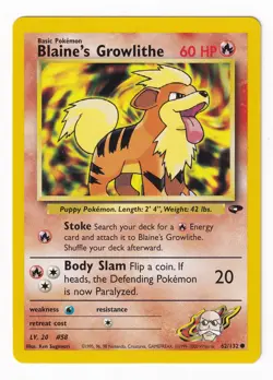Blaine's Growlithe 62/132 - Gym Challenge - NM Common - Pokemon TCG - Image 1