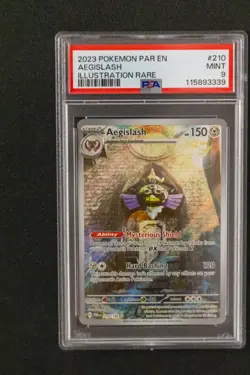2023 POKEMON PAR EN-PARADOX RIFT ILLUSTRATION RARE 210 AEGISLASH PSA 9 - Image 1