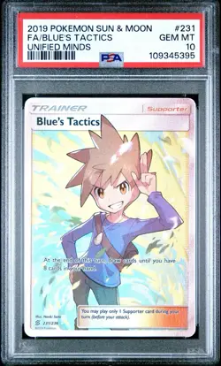 Pokemon 2019 Blue's Tactics 231/236 Full Art Unified Minds GEM MINT PSA 10 - Image 1