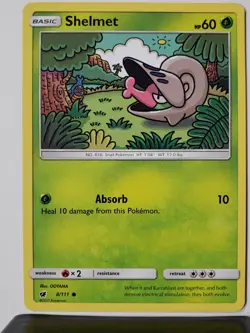 Shelmet 8/111 - NM -Crimson Invasion Sun Moon Pokemon Card - OOYAMA Art - Image 1