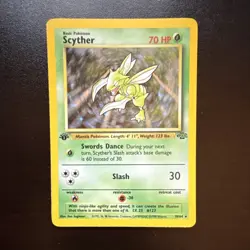 Pokemon Scyther Jungle 1st Edition Holo Rare 70 HP Card 10/64 1999 English - Image 1