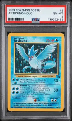 1999 POKEMON FOSSIL #2 ARTICUNO-HOLO PSA 8 - Image 1