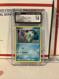 SQUIRTLE REVERSE HOLO 63/100 CRYSTAL GUARDIANS POKEMON CGC 10 POP 20 - Image 1