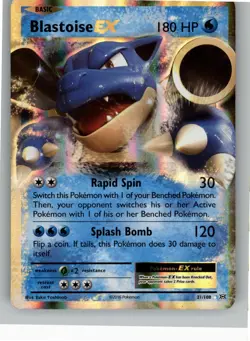 BLASTOISE EX 21/108 HOLO RARE EX EVOLUTIONS POKEMON LP - Image 1