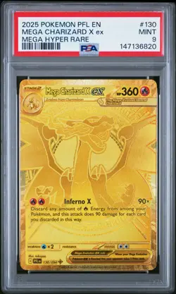 Pokemon Mega Charizard X ex 130 PSA Mint 9 Gold Mega Hyper Rare #130 PFL - Image 1