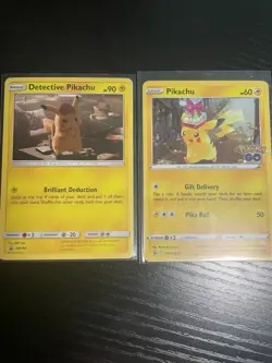 Pokemon TCG Detective Pikachu SM194 Cosmo Holo Promo & SWSH234 GO Promo LP - Image 1