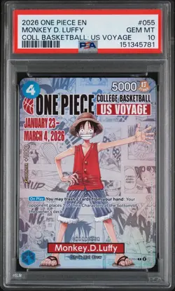 2026 ONE PIECE PROMOS COLLEGE BASKETBALL : US VOYAGE MONKEY D. LUFFY PSA 10 - Image 1