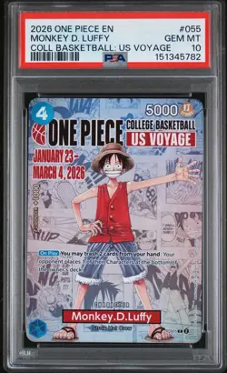 2026 ONE PIECE PROMOS COLLEGE BASKETBALL : US VOYAGE MONKEY D. LUFFY PSA 10 - Image 1
