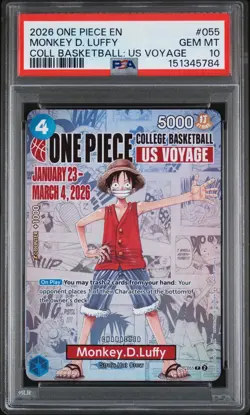 2026 ONE PIECE PROMOS COLLEGE BASKETBALL : US VOYAGE MONKEY D. LUFFY PSA 10 - Image 1