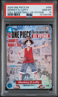 2026 ONE PIECE PROMOS COLLEGE BASKETBALL : US VOYAGE MONKEY D. LUFFY PSA 10 - Image 1