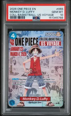 2026 ONE PIECE PROMOS COLLEGE BASKETBALL : US VOYAGE MONKEY D. LUFFY PSA 10 - Image 1