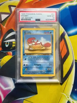 PSA 10 Krabby 51/62 1st Edition Fossil Non Holo Pokemon Card - Image 1