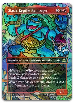 Slash, Reptile Rampager (Borderless) #208 (Foil) (NM) TMT Magic MTG - Image 1