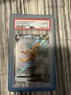 Pokemon TCG Evolving Skies Dragonite V Full Alternate Alt Art #192/203 PSA 10 - Image 1