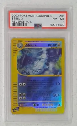 1x V0283: 2003: Steelix: 35/147: Aquapolis: Reverse Holo Rare: PSA: 8: NM-MT: 6 - Image 1