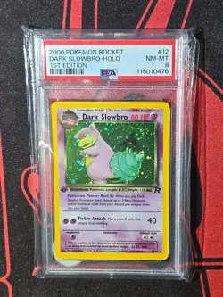 HEAD SWIRL Pokemon Team Rocket Dark Slowbro Holo Rare 1st Edition 12/82 PSA 8 - Image 1