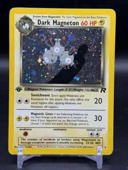 Dark Magneton Holo Rare 11/82 1st Edition Team Rocket Pokemon English WOTC MP - Image 1